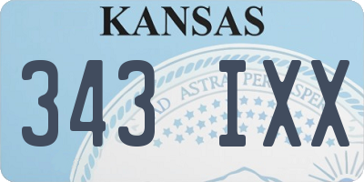 KS license plate 343IXX