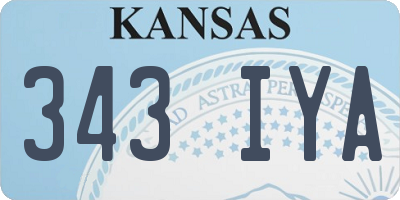 KS license plate 343IYA