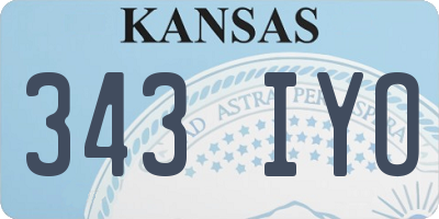 KS license plate 343IYO