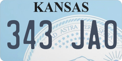 KS license plate 343JAO