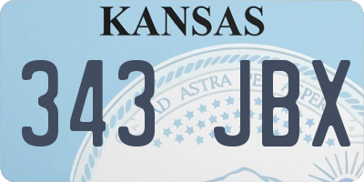 KS license plate 343JBX