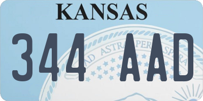 KS license plate 344AAD