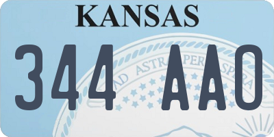 KS license plate 344AAO