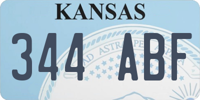 KS license plate 344ABF