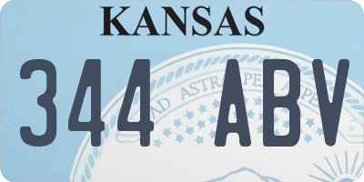 KS license plate 344ABV