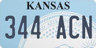 KS license plate 344ACN