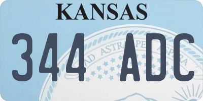 KS license plate 344ADC
