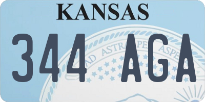 KS license plate 344AGA