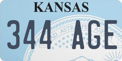 KS license plate 344AGE