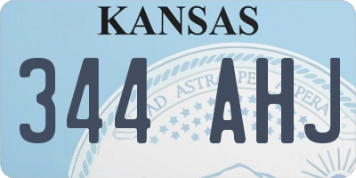 KS license plate 344AHJ