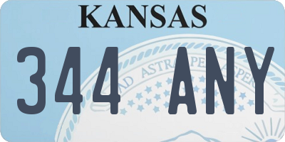 KS license plate 344ANY