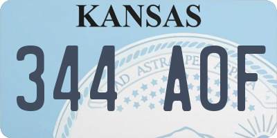 KS license plate 344AOF