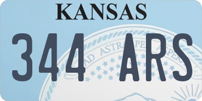 KS license plate 344ARS