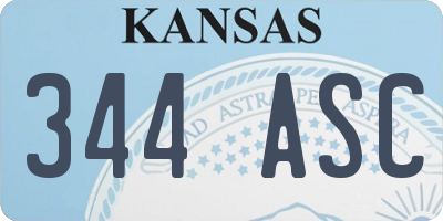 KS license plate 344ASC