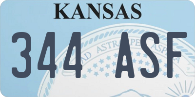 KS license plate 344ASF
