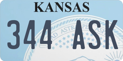 KS license plate 344ASK
