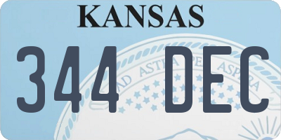 KS license plate 344DEC