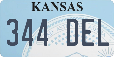 KS license plate 344DEL