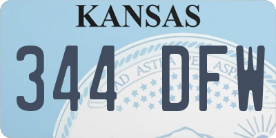 KS license plate 344DFW