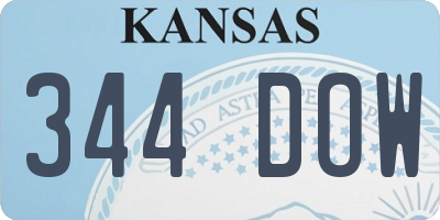 KS license plate 344DOW