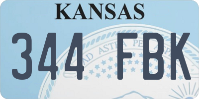 KS license plate 344FBK