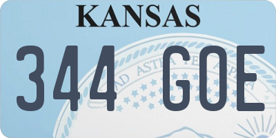 KS license plate 344GOE