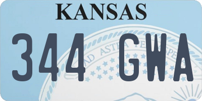 KS license plate 344GWA