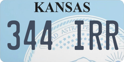 KS license plate 344IRR