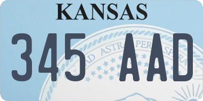 KS license plate 345AAD