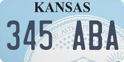 KS license plate 345ABA