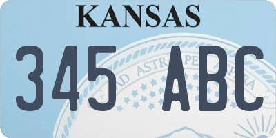 KS license plate 345ABC