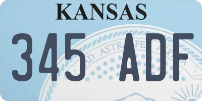 KS license plate 345ADF