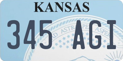 KS license plate 345AGI