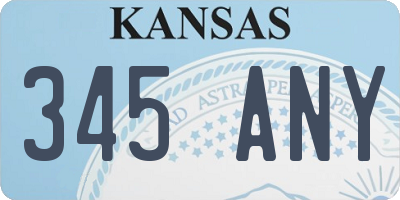 KS license plate 345ANY