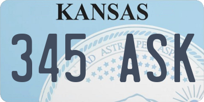 KS license plate 345ASK