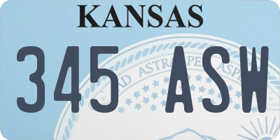 KS license plate 345ASW