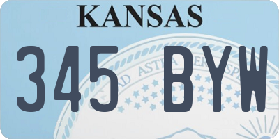 KS license plate 345BYW
