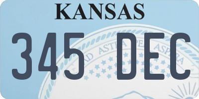 KS license plate 345DEC