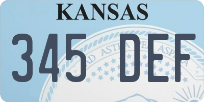 KS license plate 345DEF