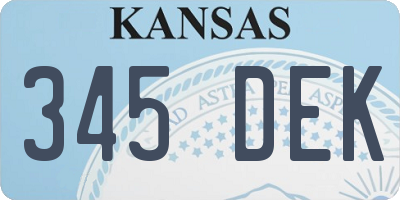 KS license plate 345DEK
