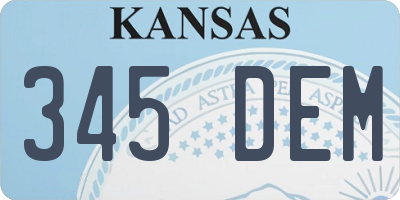 KS license plate 345DEM