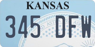 KS license plate 345DFW