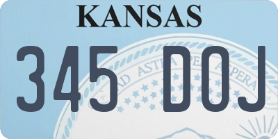 KS license plate 345DOJ