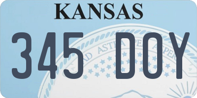 KS license plate 345DOY