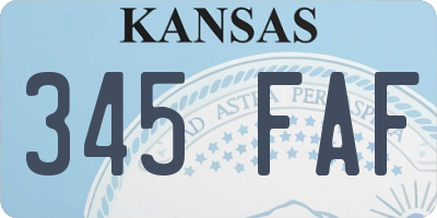 KS license plate 345FAF