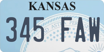 KS license plate 345FAW