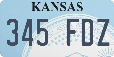KS license plate 345FDZ