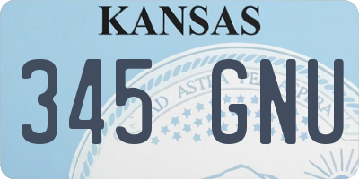 KS license plate 345GNU