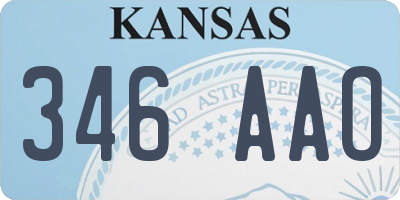 KS license plate 346AAO