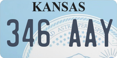 KS license plate 346AAY